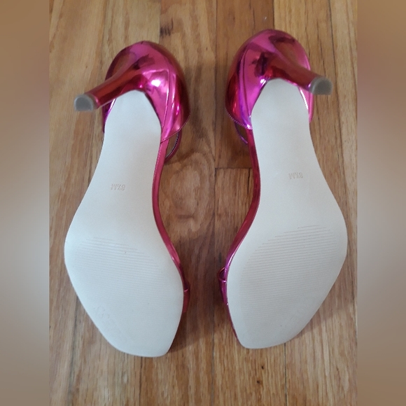 NWOT Guess Pink Metallic Open Toe Ankle Strap Heels Sz. 8.5 - Picture 6 of 7